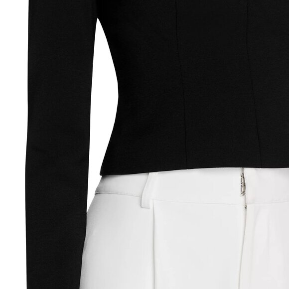 178$ BCBGMAXAZRIA Sweetheart Neck Corset Top Long Sleeves Women's Size 4 Black - Picture 4 of 5